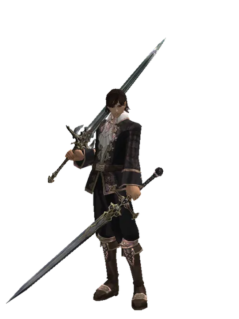 Dynasty Dual Sword on a male Human mystic, front view