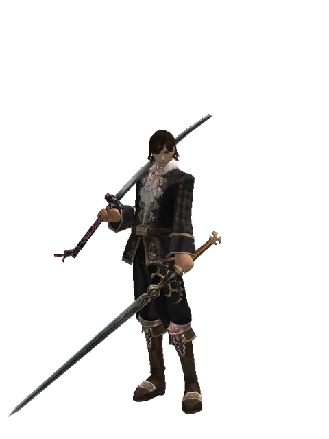 Katana*Raid Sword on a male Human mystic, front view