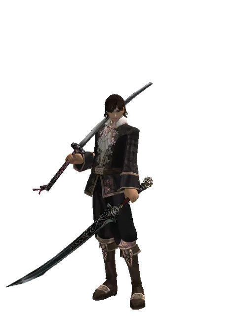 Katana*Samurai Long Sword on a male Human mystic, front view
