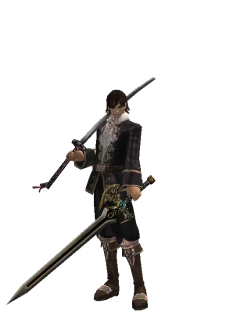 Katana*Sword of Delusion on a male Human mystic, front view