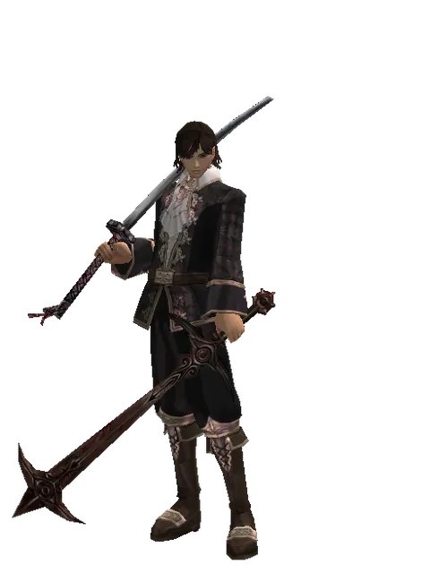 Katana*Sword of Nightmare on a male Human mystic, front view