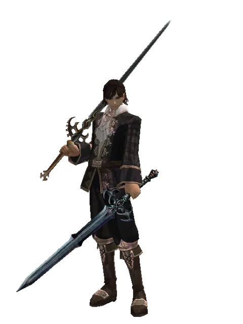 Raid Sword*Caliburs on a male Human mystic, front view