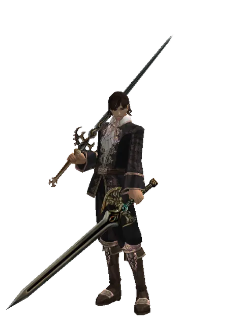 Raid Sword*Sword of Delusion on a male Human mystic, front view