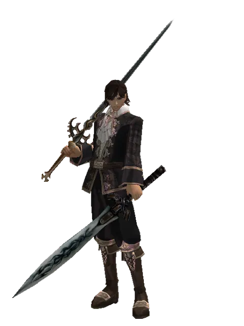 Raid Sword*Tsurugi on a male Human mystic, front view