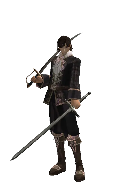 Saber*Bastard Sword on a male Human mystic, front view