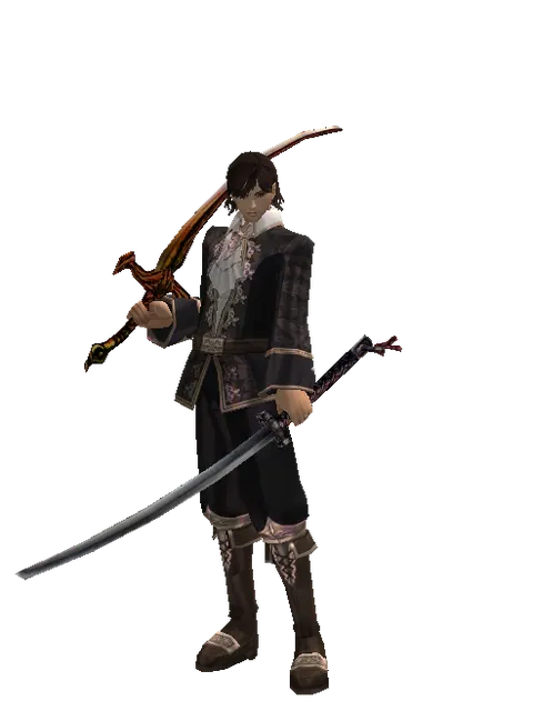 Shamshir*Katana on a male Human mystic, front view