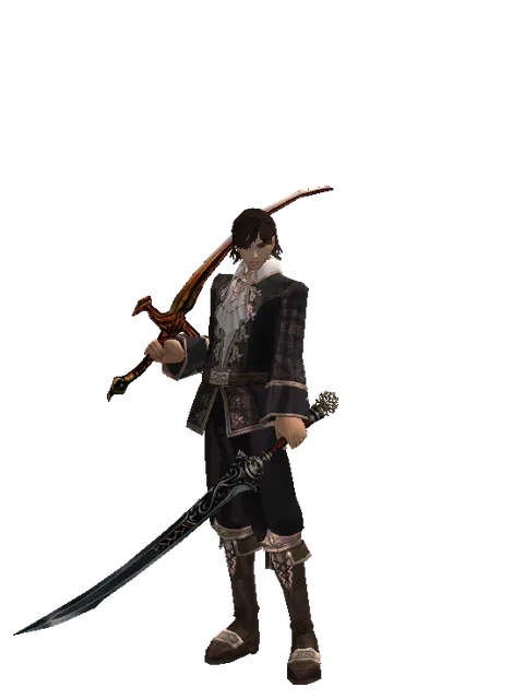 Shamshir*Samurai Long Sword on a male Human mystic, front view