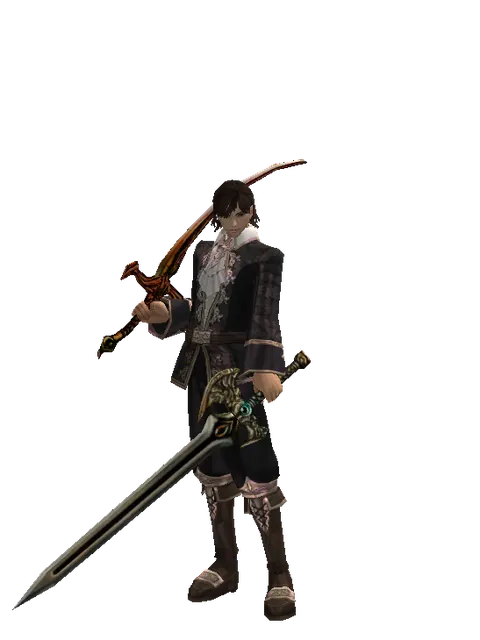 Shamshir*Sword of Delusion on a male Human mystic, front view