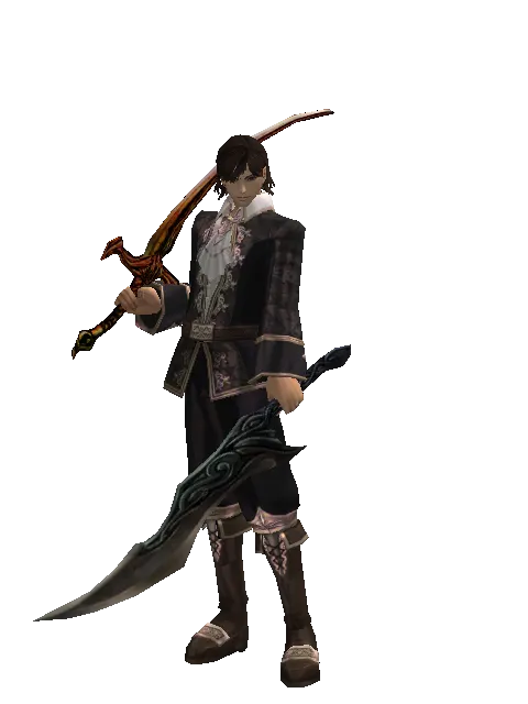 Shamshir*Sword of Limit on a male Human mystic, front view