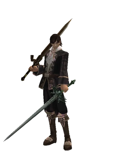Spinebone Sword*Elven Long Sword on a male Human mystic, front view