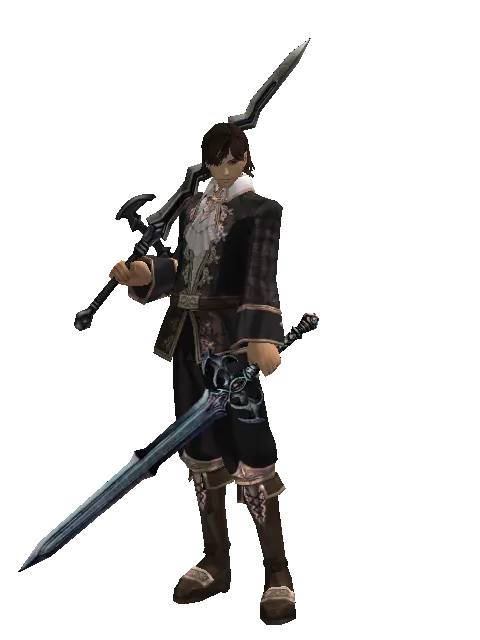 Stormbringer*Caliburs on a male Human mystic, front view