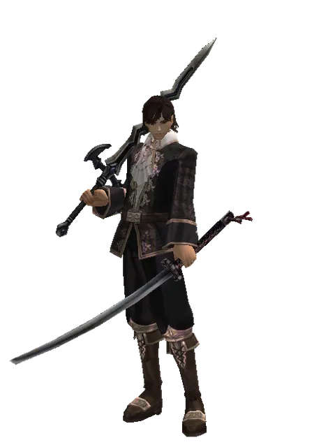 Stormbringer*Katana on a male Human mystic, front view