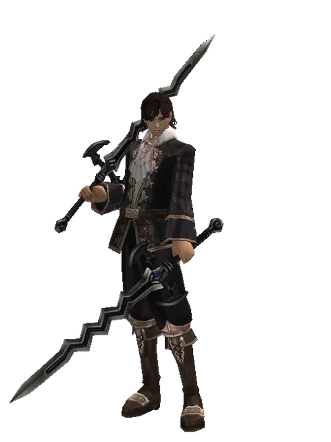 Stormbringer*Stormbringer on a male Human mystic, front view
