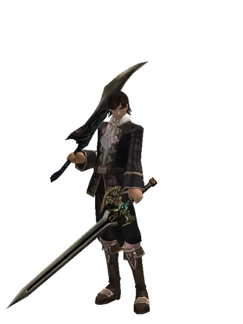 Sword of Limit*Sword of Delusion on a male Human mystic, front view