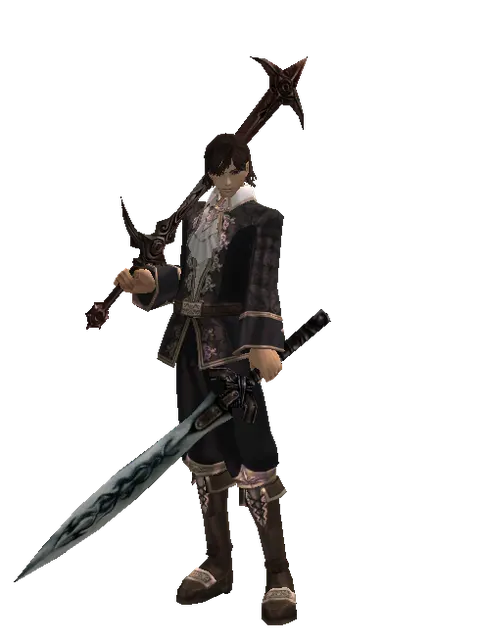 Sword of Nightmare*Tsurugi on a male Human mystic, front view