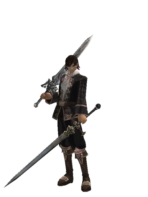 Tallum Blade*Dark Legion's Edge on a male Human mystic, front view