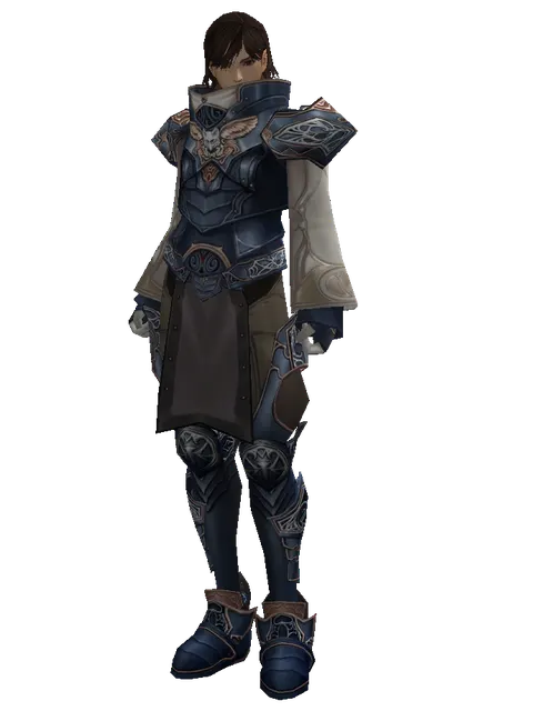 Blue Wolf Leather Set on a male Human mystic, front view
