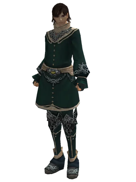 Plated Leather Set on a male Human mystic, front view