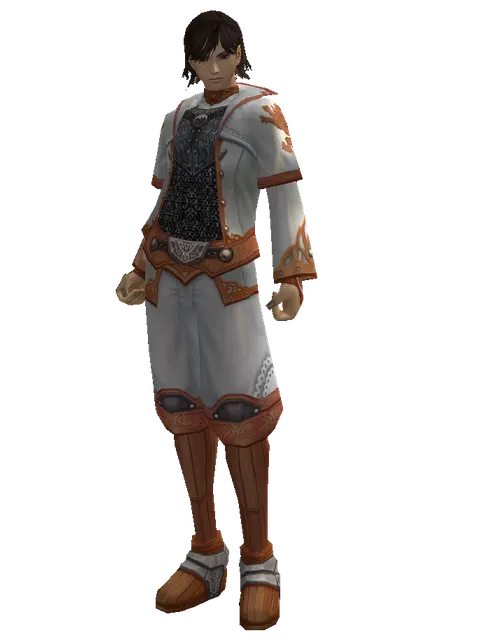 Theca Leather Set on a male Human mystic, front view