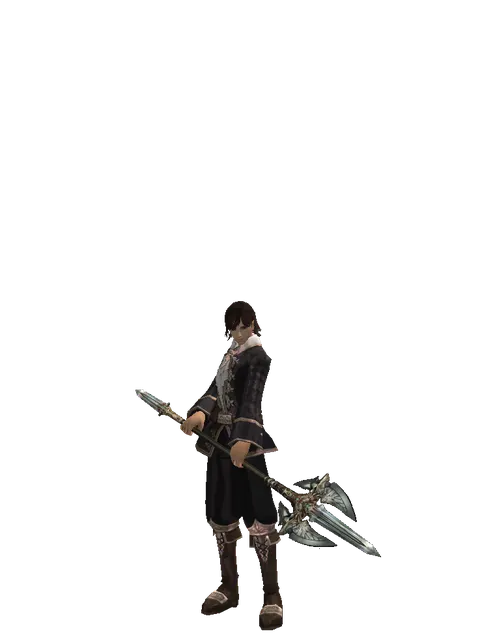 Dynasty Halberd on a male Human mystic, front view
