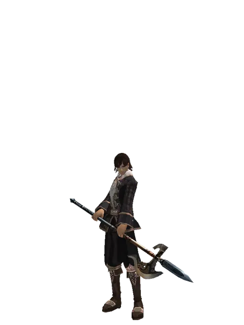 Halberd on a male Human mystic, front view