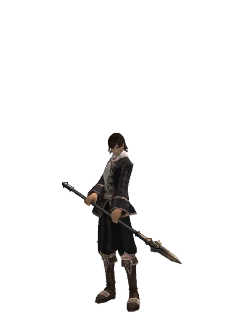 Improved Great Spear on a male Human mystic, front view