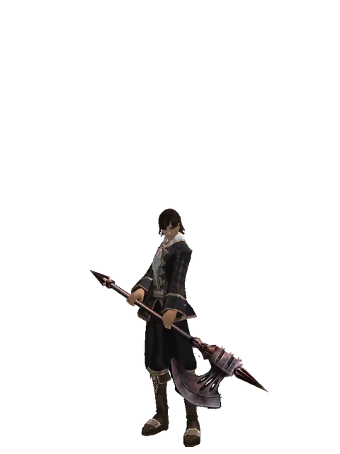 Orcish Halberd on a male Human mystic, front view
