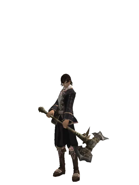 Orcish Poleaxe on a male Human mystic, front view