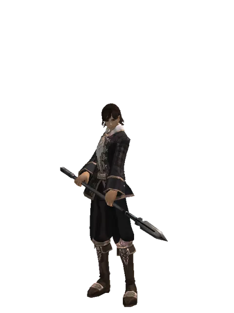 Short Spear on a male Human mystic, front view