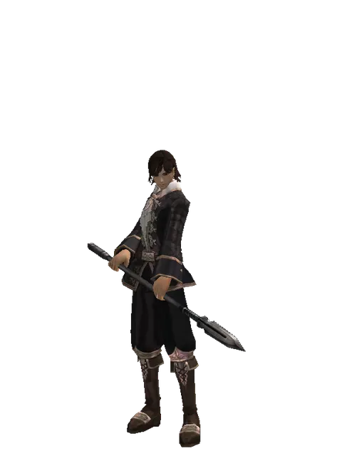 Talins Spear on a male Human mystic, front view