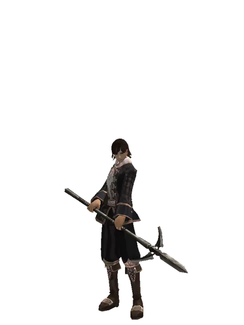 Winged Spear on a male Human mystic, front view