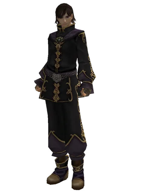 Demon's Set on a male Human mystic, front view