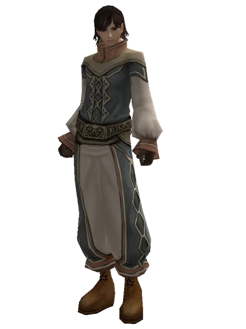 Leather (robe) on a male Human mystic, front view