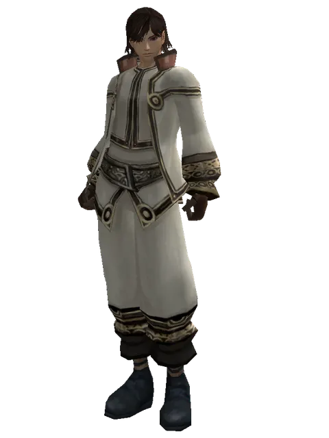 White (robe) on a male Human mystic, front view