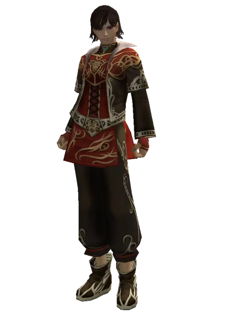 Set of Zubei on a male Human mystic, front view