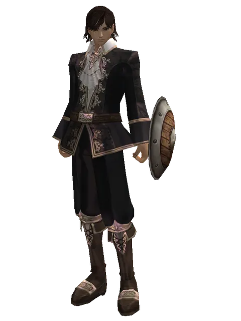 Buckler on a male Human mystic, front view