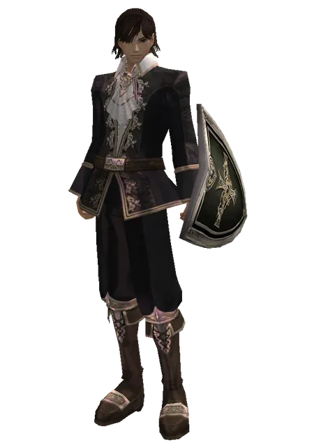 Dark Crystal Shield on a male Human mystic, front view