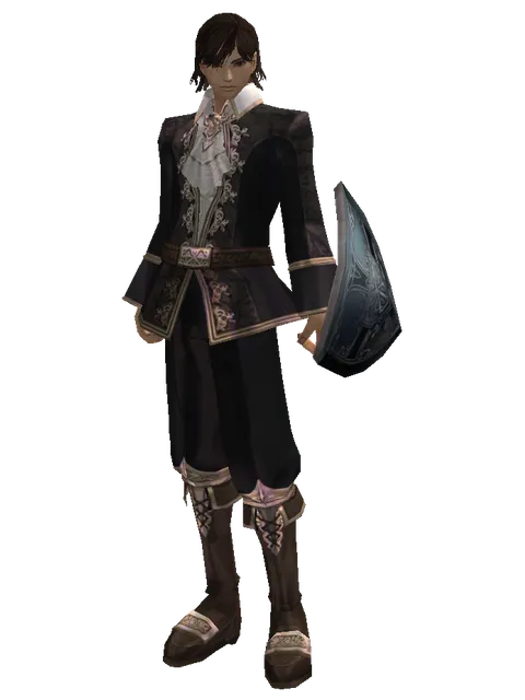 Kite Shield on a male Human mystic, front view