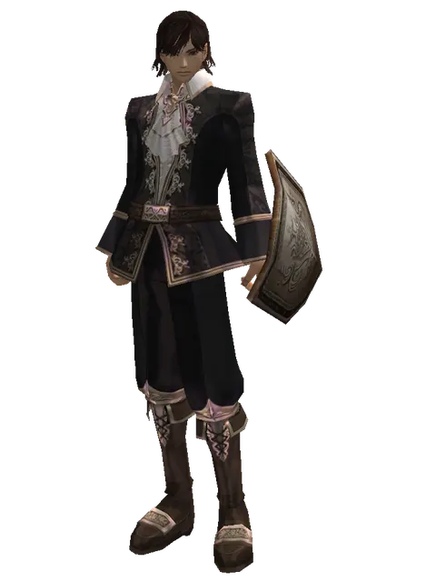 Plate Shield on a male Human mystic, front view