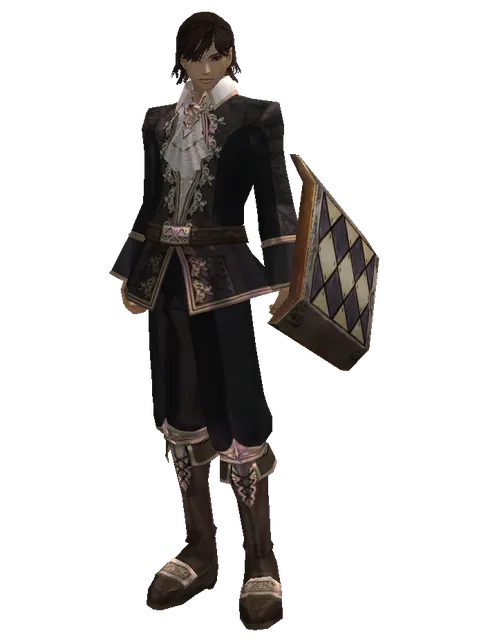 Square Shield on a male Human mystic, front view