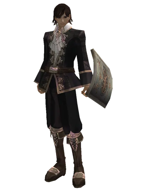 Tower Shield on a male Human mystic, front view