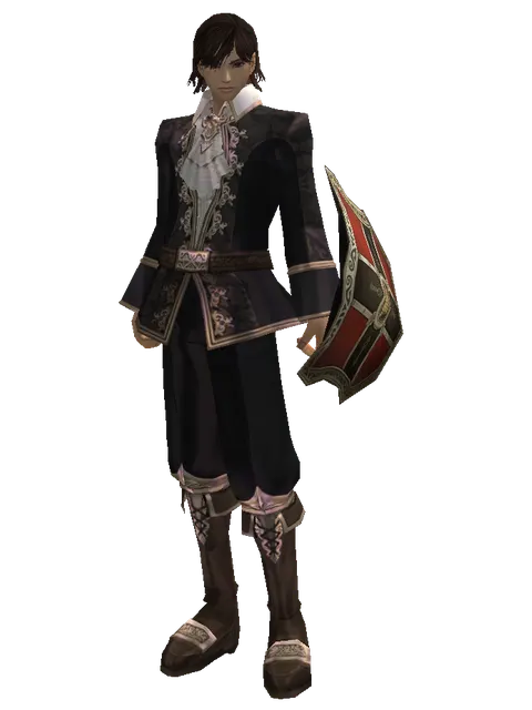 Zubei Shield on a male Human mystic, front view