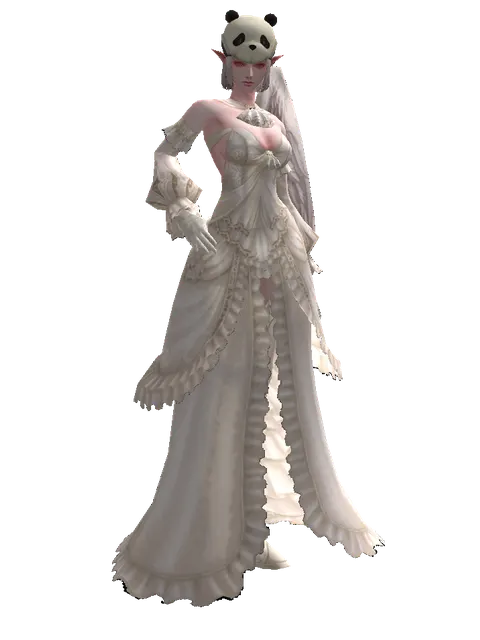 Panda Hat on a female Kamael, front view