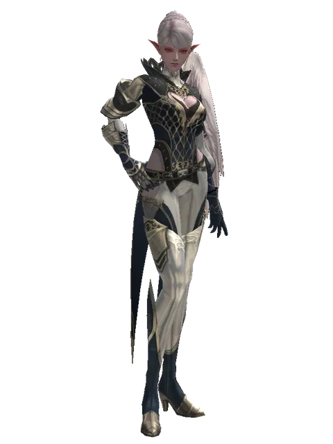 Avadon Leather Set on a female Kamael, front view