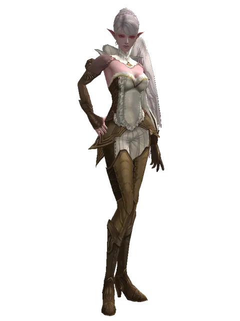 Leather (light armor) on a female Kamael, front view