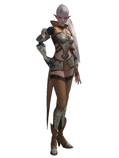 Plated Leather Set on a female Kamael, front view