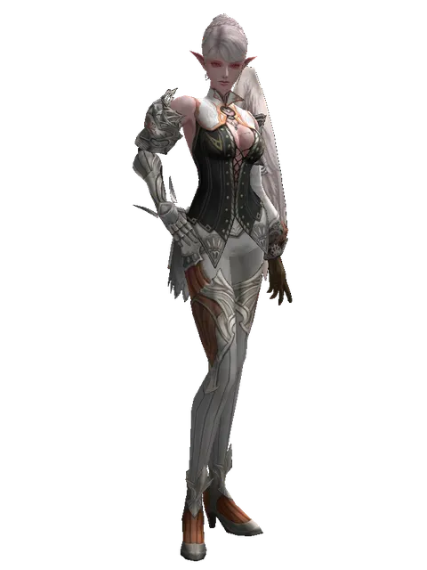 Theca Leather Set on a female Kamael, front view