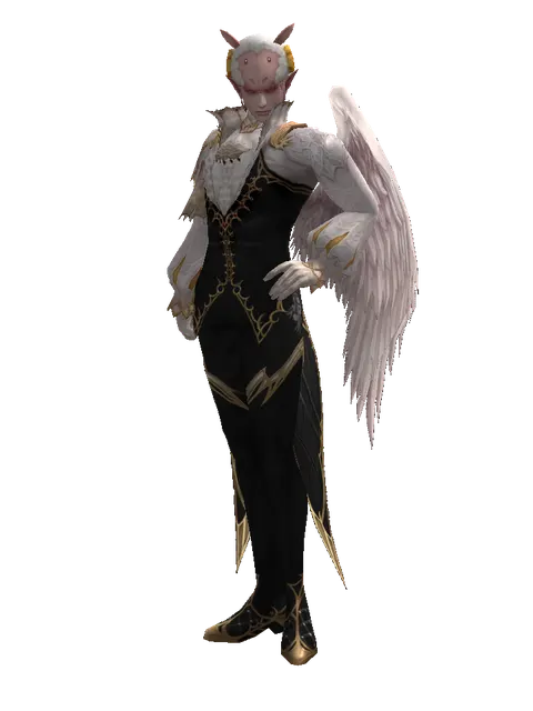 White Sheep Hat on a male Kamael, front view