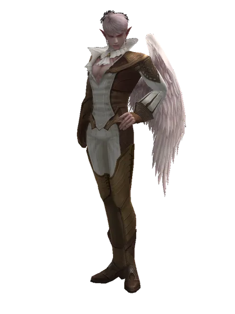 Leather (light armor) on a male Kamael, front view