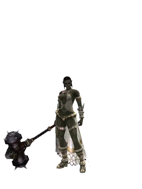 Basalt Battlehammer on a female Orc fighter, front view